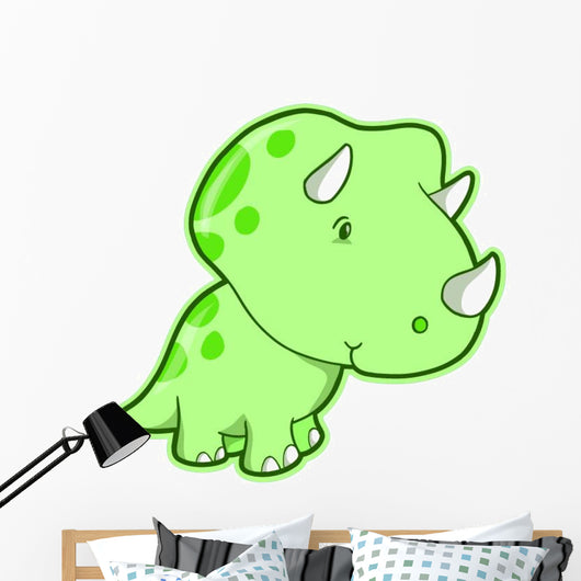 Cutie Triceratops Green Dino Wall Decal