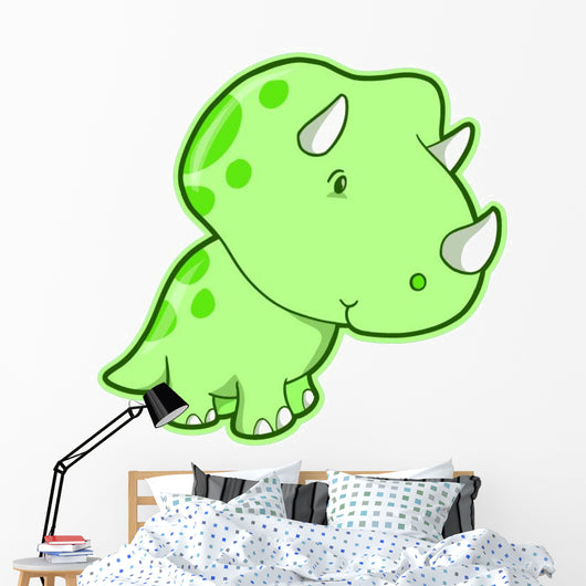 Cutie Triceratops Green Dino Wall Decal