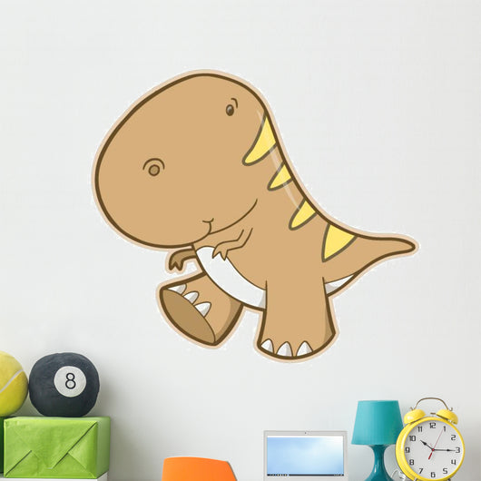 Brown Little T-rex Dinosaur Wall Decal