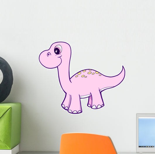 Pink Little Long-neck Dinosaur Wall Decal
