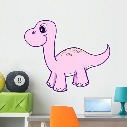 Pink Little Long-neck Dinosaur Wall Decal
