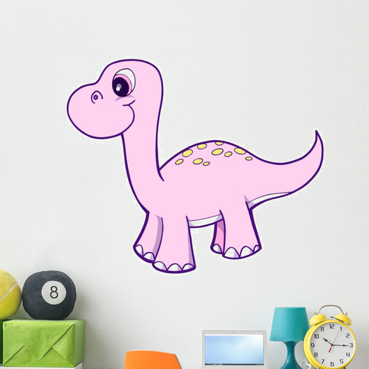 Pink Little Long-neck Dinosaur Wall Decal