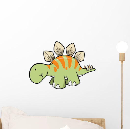 Striped Green Stegosaurus Dinosaur Wall Decal