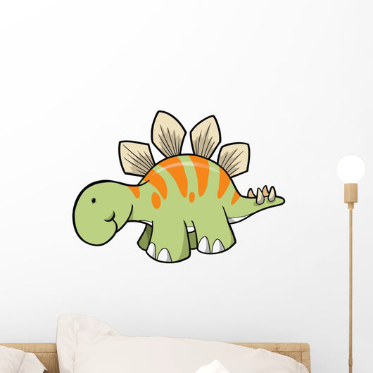 Striped Green Stegosaurus Dinosaur Wall Decal