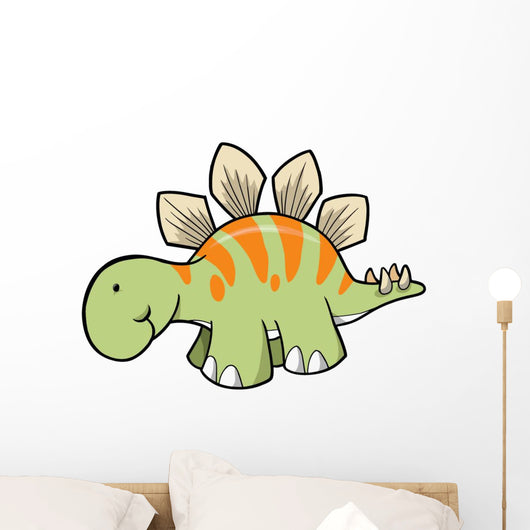 Striped Green Stegosaurus Dinosaur Wall Decal