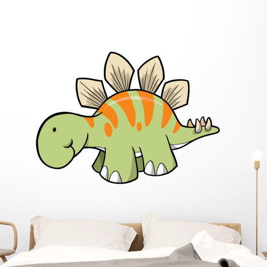 Striped Green Stegosaurus Dinosaur Wall Decal