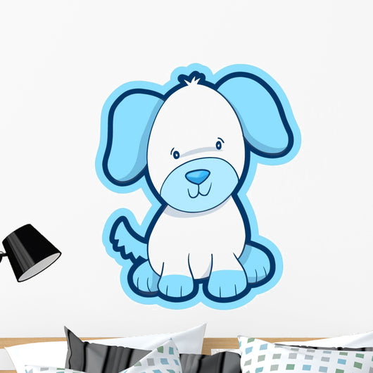 Cute Blue Puppy Dog Wall Decal
