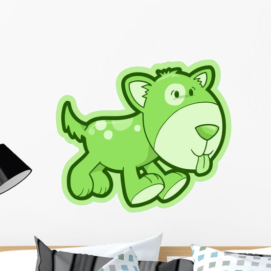 Cute Green Puppy Dog Wall Decal