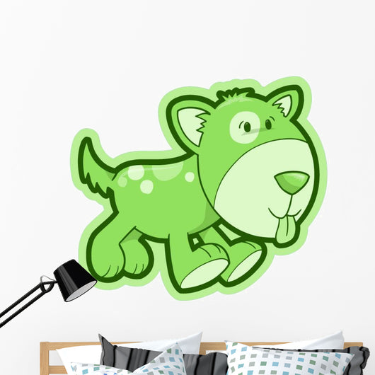 Cute Green Puppy Dog Wall Decal