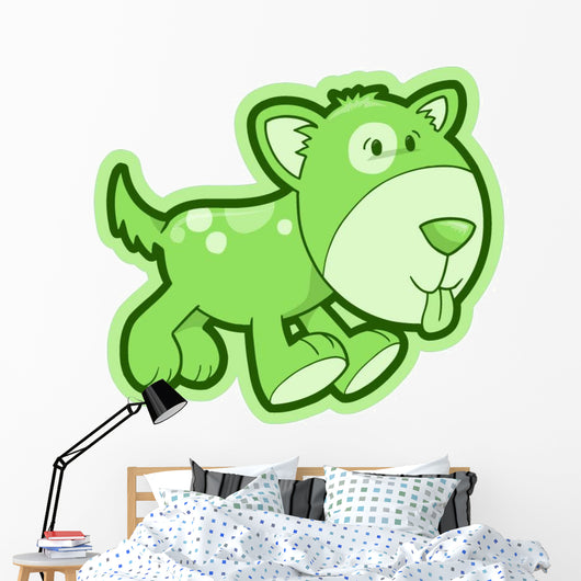 Cute Green Puppy Dog Wall Decal