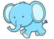 Cute Little Blue Elephant Wall Decal