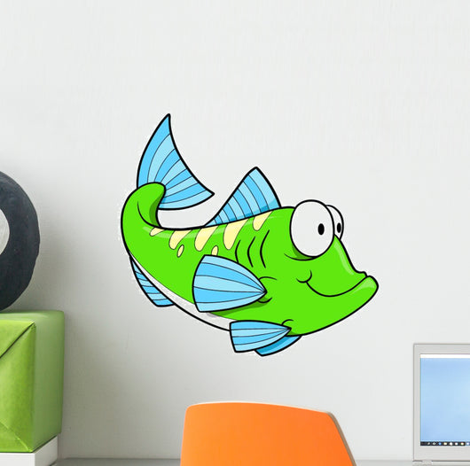 Cute Little Green Fish Wall Decal
