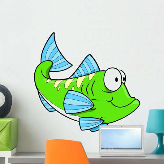 Cute Little Green Fish Wall Decal