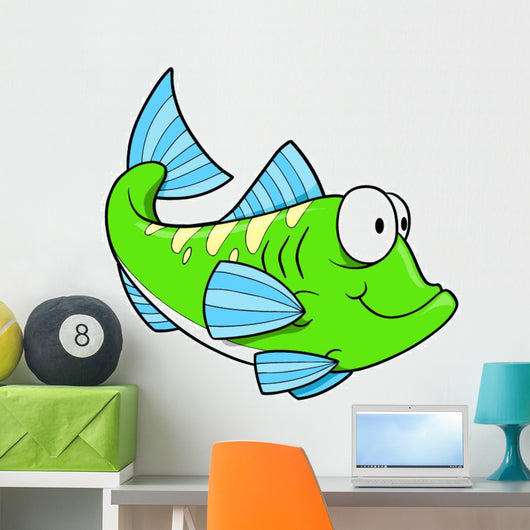Cute Little Green Fish Wall Decal