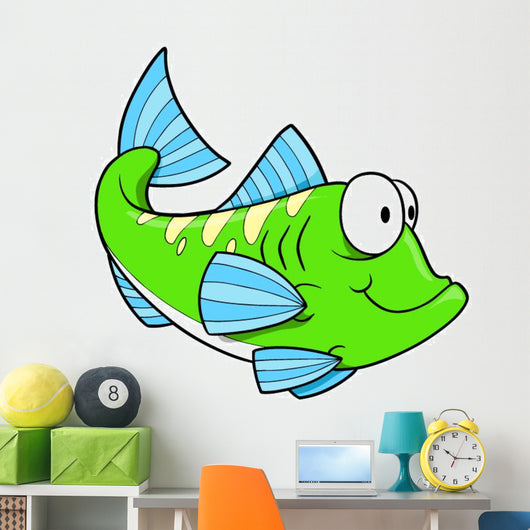 Cute Little Green Fish Wall Decal