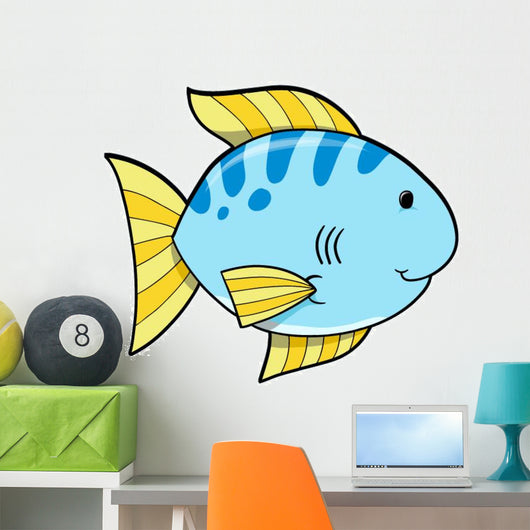 Cute Little Blue Fish Wall Decal