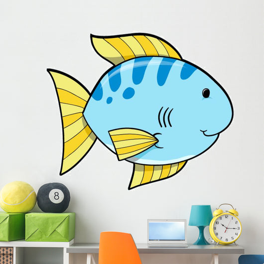 Cute Little Blue Fish Wall Decal