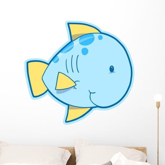 Cute Little Blue Fish Wall Decal