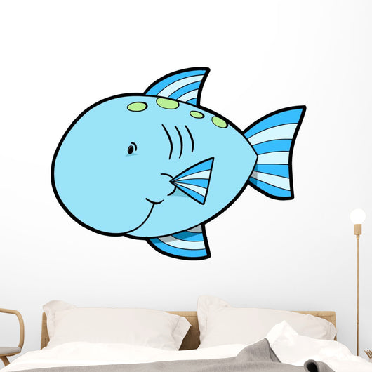 Cute Little Blue Fish Wall Decal