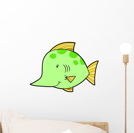 Cute Little Green Swordfish Wall Decal