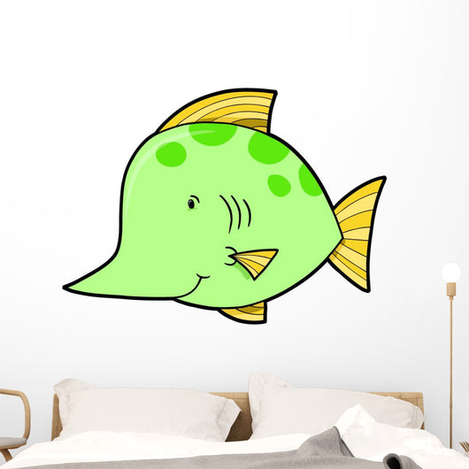 Cute Little Green Swordfish Wall Decal