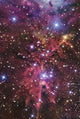 Fiery pink and purple deep space nebula with bright stars peel and stick wall mural.