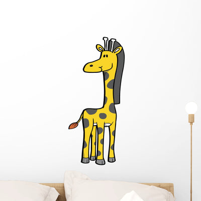 Cute Little Baby Giraffe Wall Decal shown on a wall