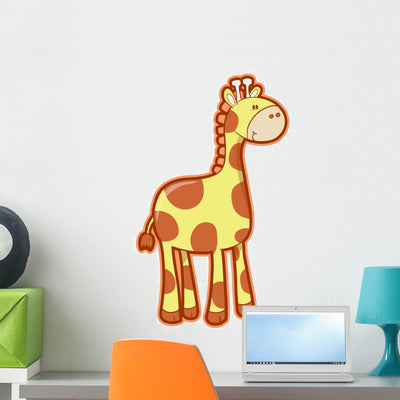 Little Long-legged Giraffe Wall Decal shown on a wall