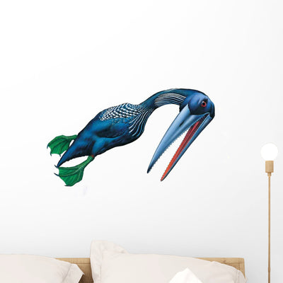 Hesperornis Swimming Wall Decal shown on a wall