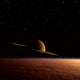 Saturn Floats above Titan Wall Decal