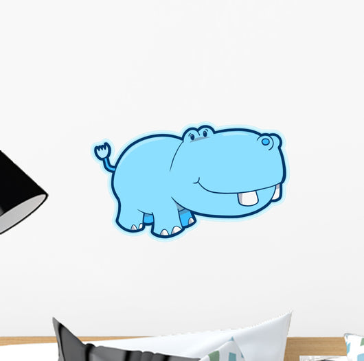 Cute Blue Baby Hippo Wall Decal