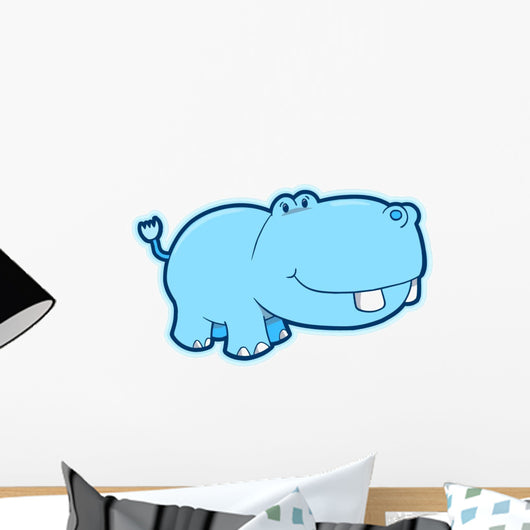 Cute Blue Baby Hippo Wall Decal