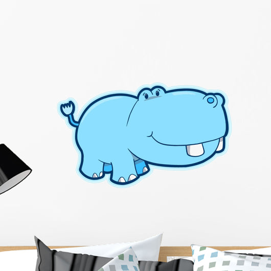 Cute Blue Baby Hippo Wall Decal