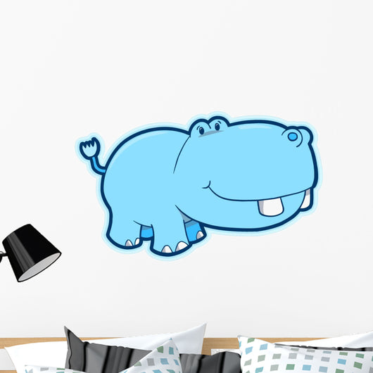 Cute Blue Baby Hippo Wall Decal