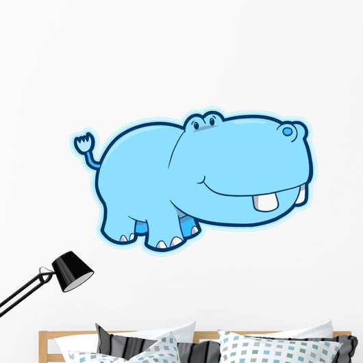 Cute Blue Baby Hippo Wall Decal