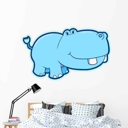 Cute Blue Baby Hippo Wall Decal