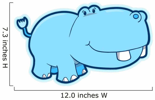 Cute Blue Baby Hippo Wall Decal