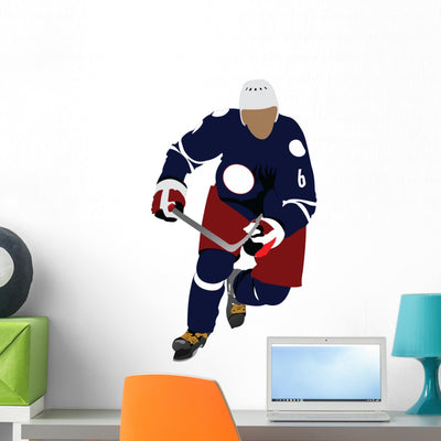 Sports Charging Hockey Wall Decal shown on a wall