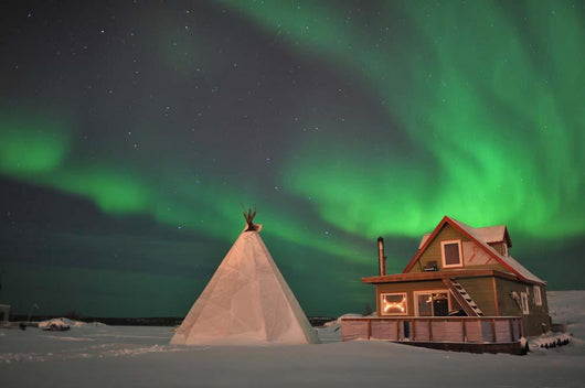 Northern Lights above Village Wall Decal Design 5
