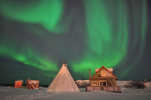 Northern Lights above Village Wall Decal Design 3
