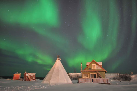 Northern Lights above Village Wall Decal Design 2