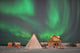 Northern Lights above Village Wall Decal Design 2