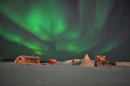 Northern Lights above Village Wall Decal Design 1