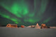 Northern Lights above Village Wall Decal Design 1