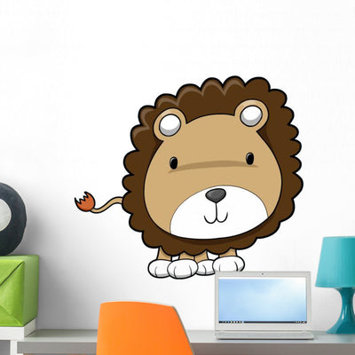 Brainy Little Baby Lion Wall Decal shown on a wall
