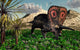 Lone Torosaurus Dinosaur Feeding Wall Decal Design 2