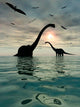 Diplodocus Dinosaurs Bathe Large Wall Decal Design 3