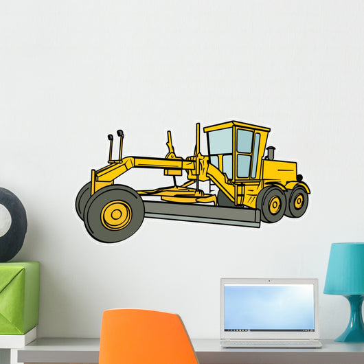 Yellow Motor Grader Wall Decal