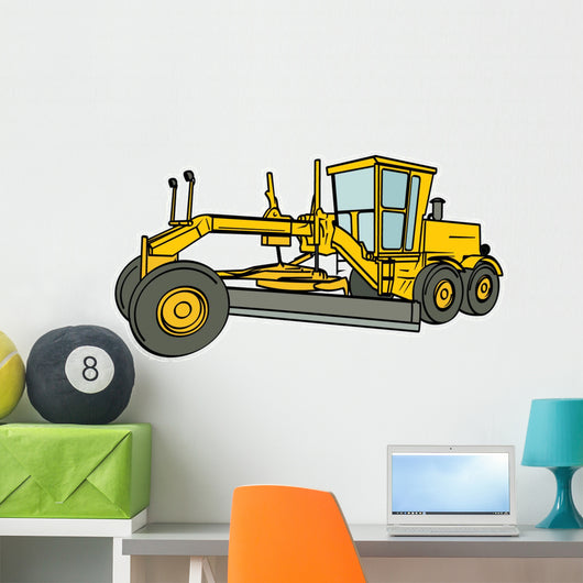 Yellow Motor Grader Wall Decal