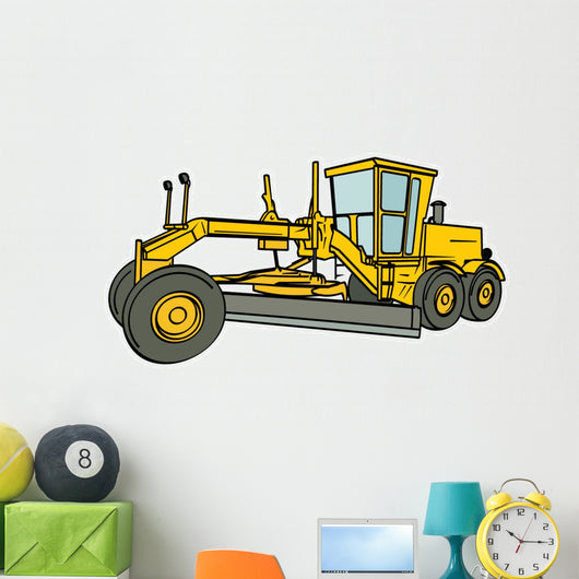 Yellow Motor Grader Wall Decal